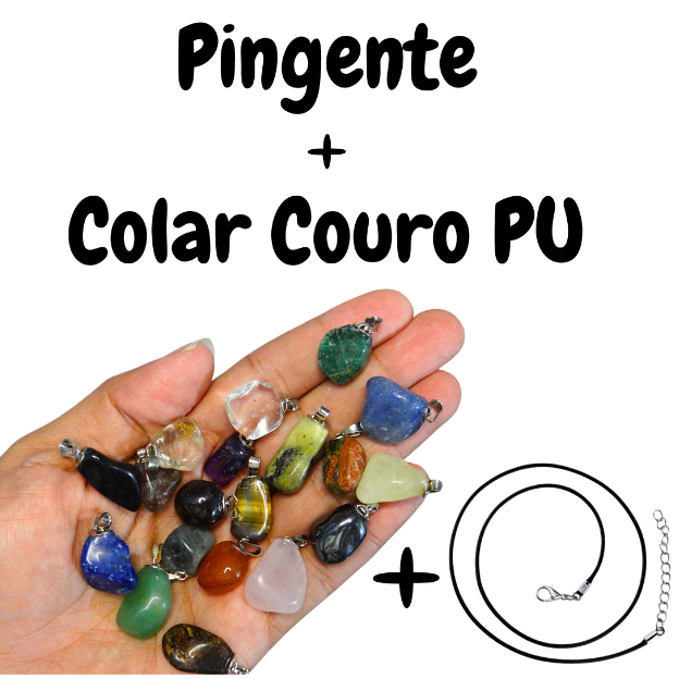 Pingente + Colar Pu 42cm Pedra Natural Rolada Diversos Modelos | Shopee ...