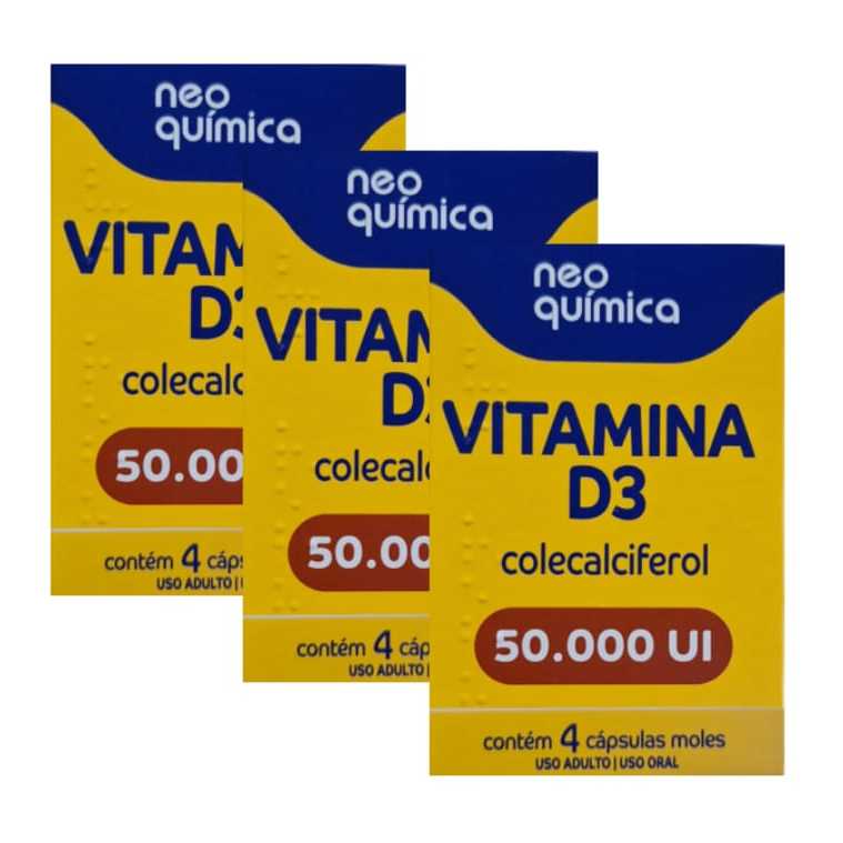 Kit 3 Caixas Vitamina D 50.000 ui Neo Química- Total 12 cápsulas ...