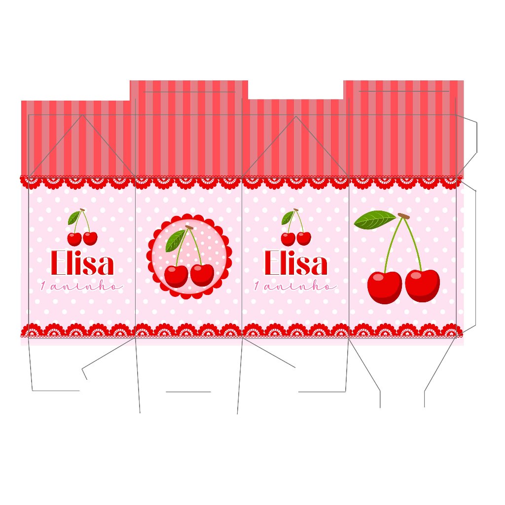 Kit 40 Caixinhas Pegue Monte Personalizados Tema Cereja - Caixinhas Lembrancinhas de Aniversário Mesversário