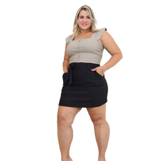 Shorts Saia Com Lacinho Bengaline Plus Sizer Com Lycra