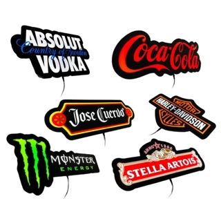 Letreiro Luminoso Decorativo Placa de Led com logomarca de Bebidas para Bar