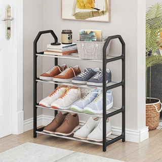 Sapateira Modular de 4 Andares com Tubos de Aço Alongados: Organização e Estilo para Seus Sapatos