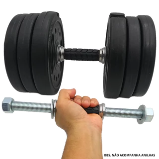 Kit 2 halteres Barra 33cm para Treino Pesado suporta até 6 Anilhas