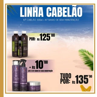 Kit Cabelão 300ml + Kit Banho de Seda Liso Crescimento Alphahall