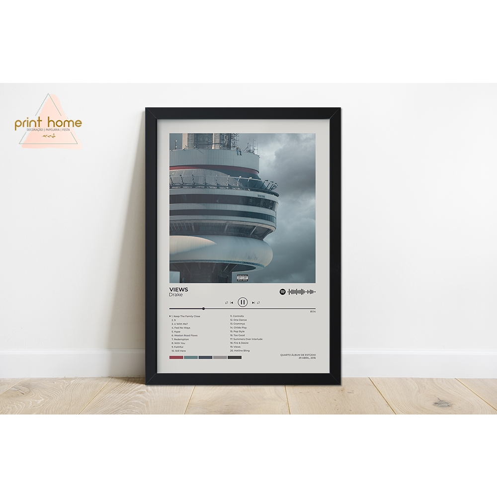 Quadro Moldura Spotify Drake Views | Shopee Brasil