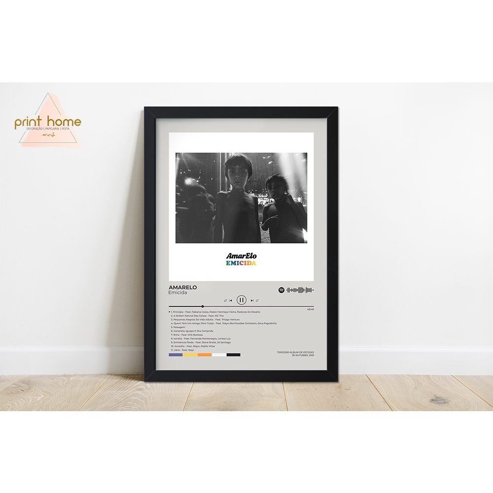 Quadro Moldura Spotify Emicida AmarElo