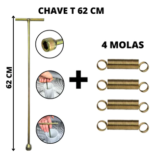 KIT Chave T 10mm Longa Agitador Electrolux 62cm Lm08 Lm06 + 4 molas