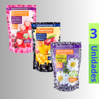 3x Refil Sabonete Líquido Glicerinado Premisse 450ml / Para o Corpo Todo