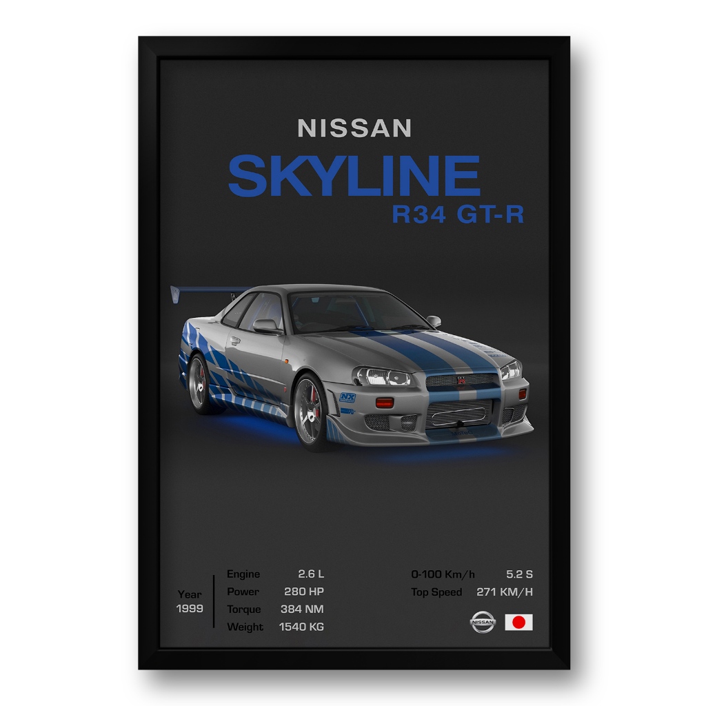 Quadro Nissan Skyline R34 GT-R - 40x60cm