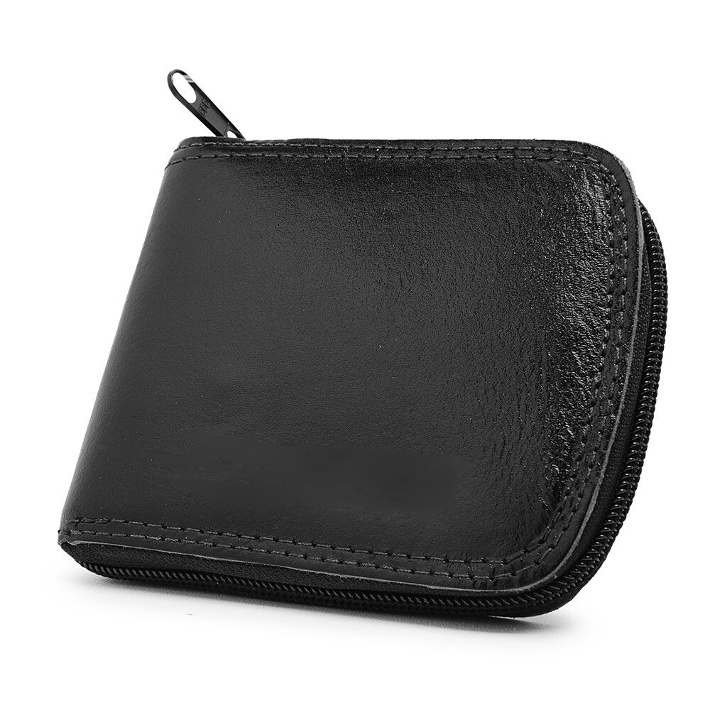 Carteira De Couro Masculina Grande Com Fecho De Ziper Alta Qualidade