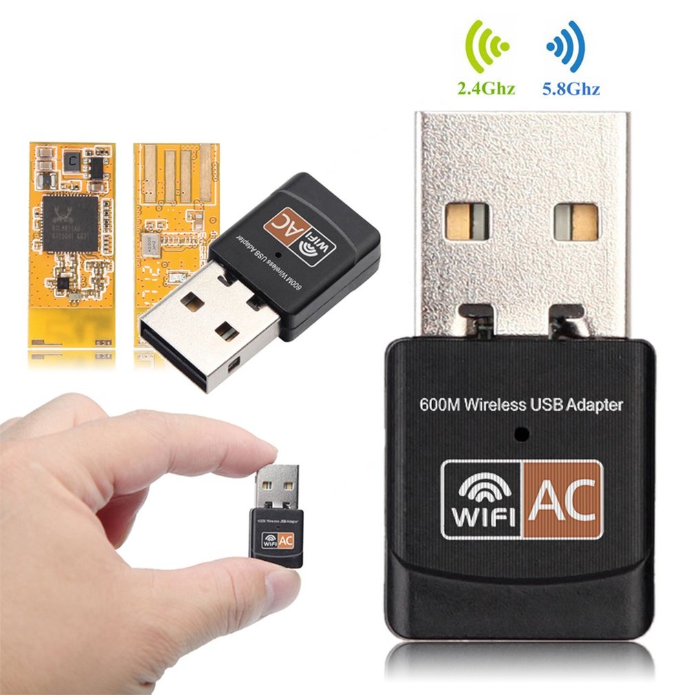 Adaptador Wi-Fi USB Dual Band 2.4GHz e 5GHz 600 Mbps Wireless Ac 5G WiFi Para Pc e Laptop