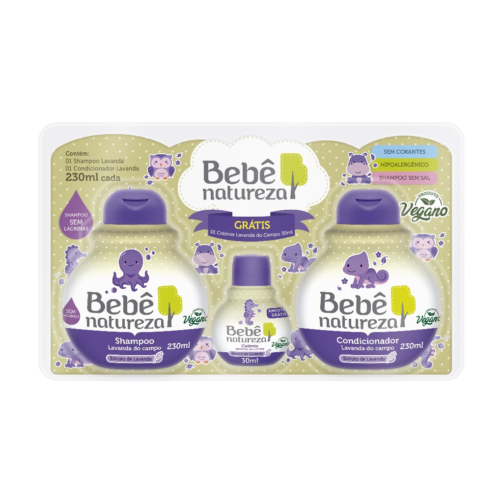Kit Bebe Natureza ( Shampoo 230ml+ Condicionador 230+ Colônia 30ml) Vegano
