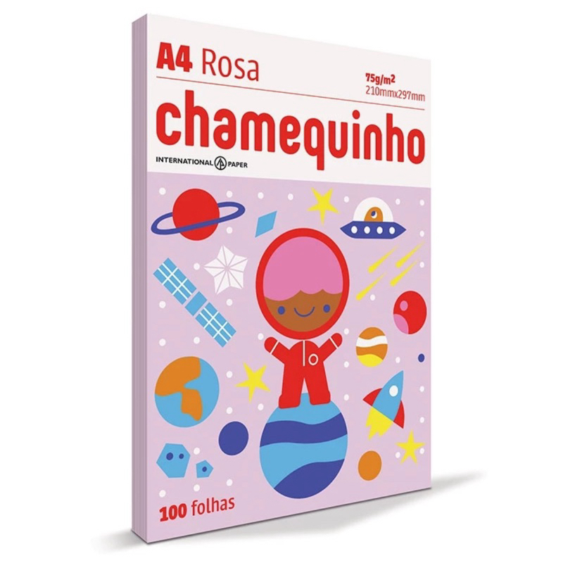 Papel A4 Chamequinho Sulfite Rosa 75g 100 folhas