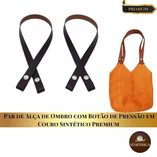 Par de Alça de Ombro com Botão de Pressão em Couro Sintético