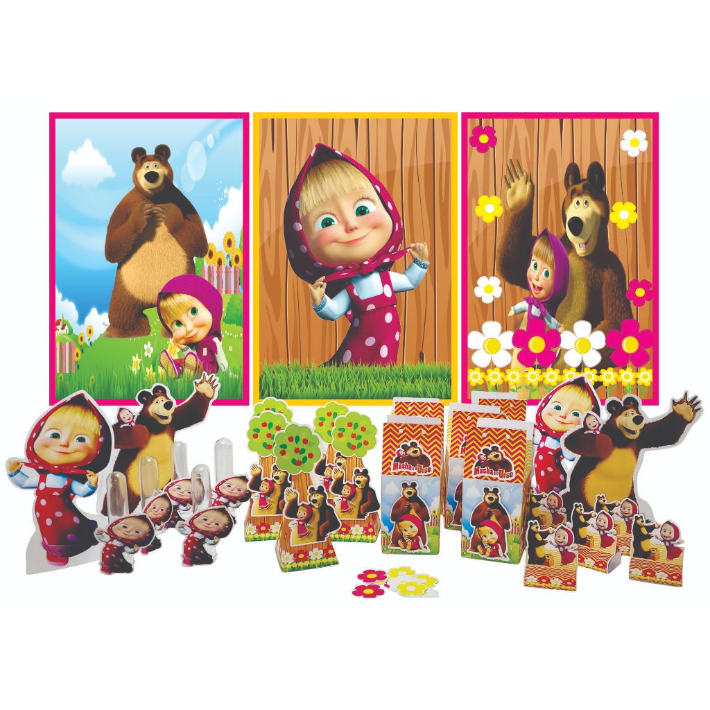Kit só um Bolinho da Masha e o Urso com 47 Itens