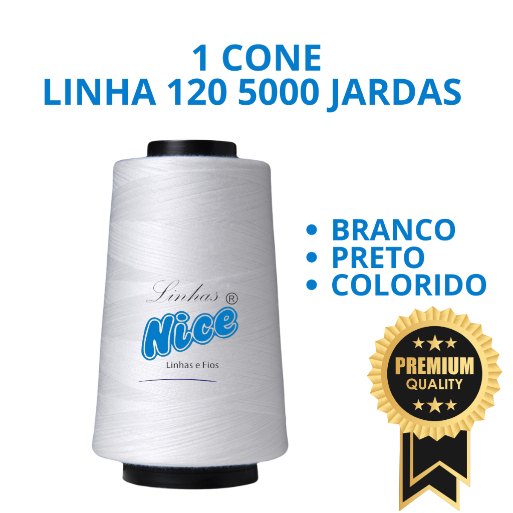 Linha Para Costura Reta 120 Cone De 5000 Jardas - Linhas Nice | Shopee ...
