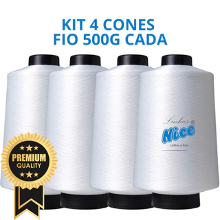 Fio Para Overloque - Kit 4 Fio 500G Cada - Preto, Branco - Fio para Costura Em Maquina Overloque em Oferta na Shopee