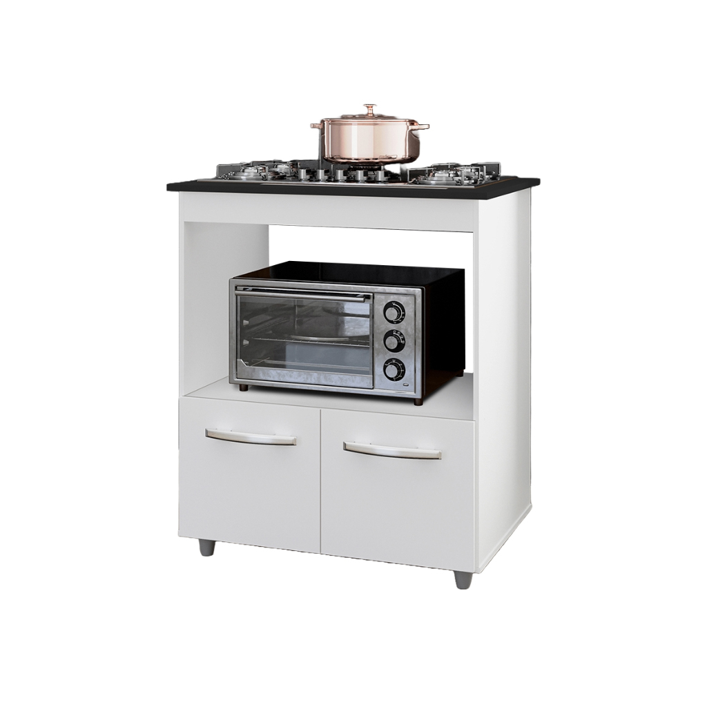 Balcão para Cooktop 4 5 Bocas e Forno Multiuso 2 Portas Cozinha