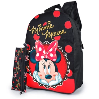 MOCHILA INFANTIL escolar costas e ESTOJO 1ZP Minnie Mouse - Envio imediato !