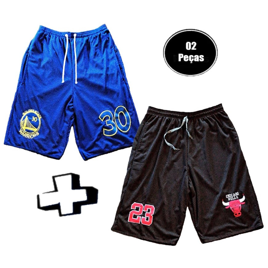 kit 02 Bermudas Basquete Esportes Carnaval Treino Plussize Dryfit Promoção