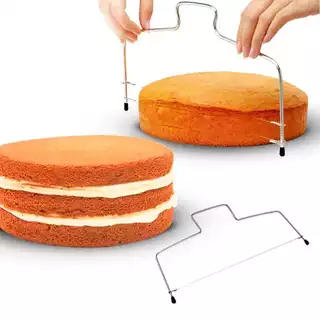 Cortador Nivelador Fatiador De Bolos Com Fio Duplo Ajustável Em Inox 30cm Largura