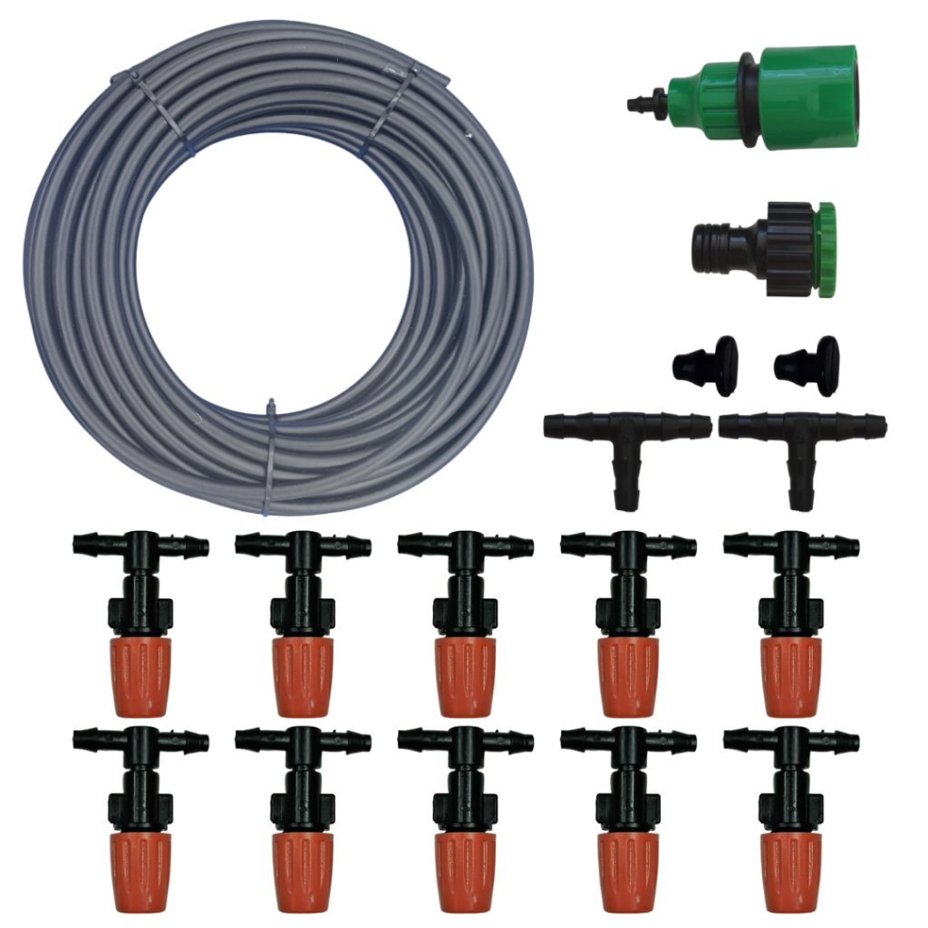 Kit de Irrigação Jardim Varanda Mangueira Refrigeração Névoa 10 Bicos PELBD