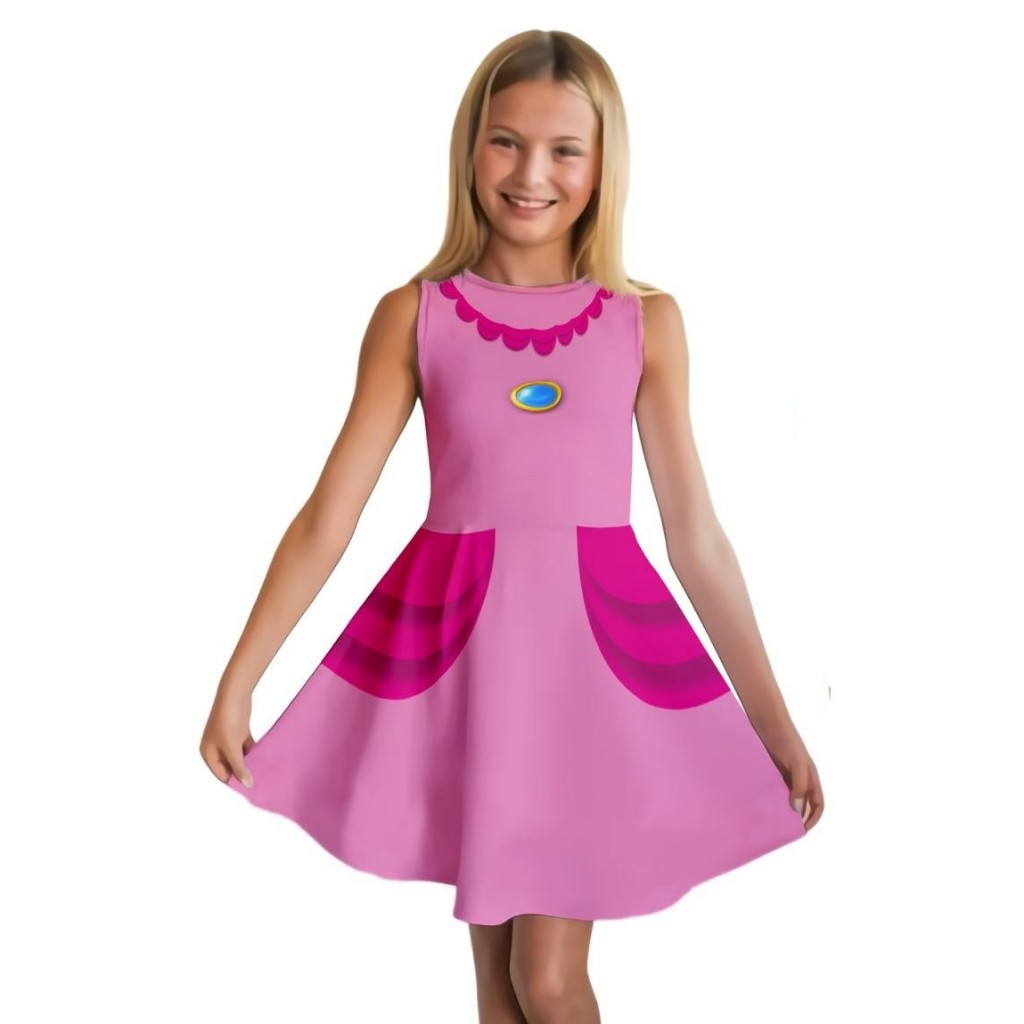 Vestido Fantasia Princesa Peach Super Mário ( por encomenda )