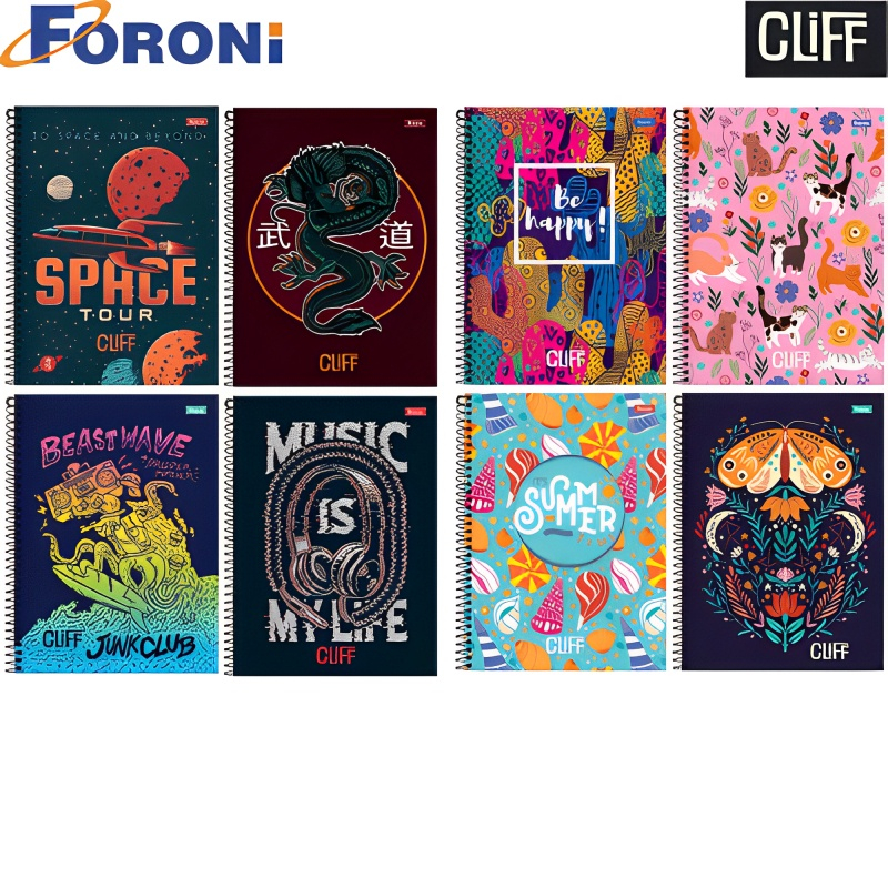 CADERNO 10 MATÉRIAS FORONI 160 FLS CLIFF MASCULINO E FEMININO