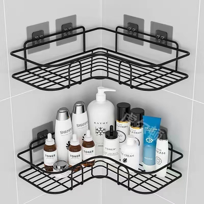 Suporte Para Shampoo Para Uso No Banheiro Na Parede De Aco Preta---3262