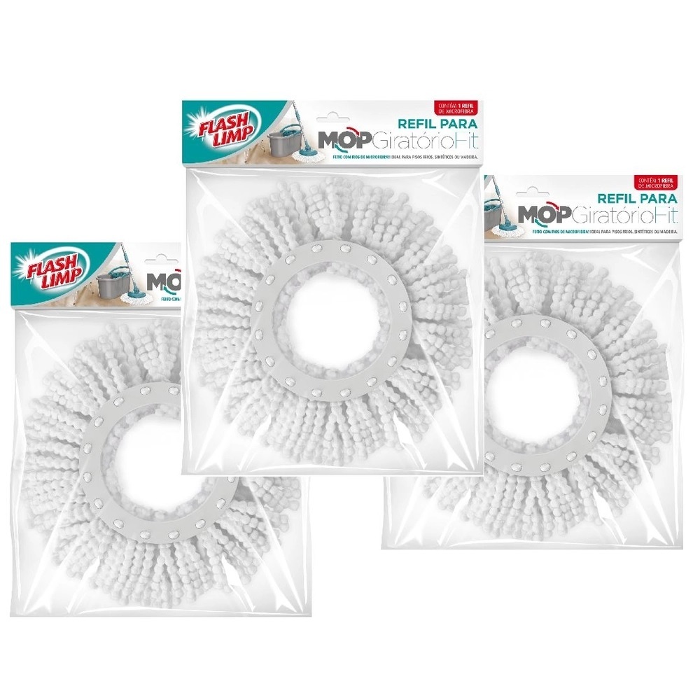 Kit Refil Mop Microfibra para Esfregão Giratório [ENVIO IMEDIATO]