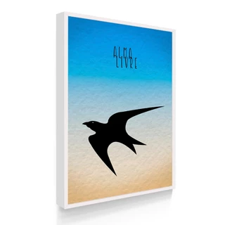 Quadros Decorativos Com Moldura Pássaro Alma Livre Azul Dêgrade Praia Céu