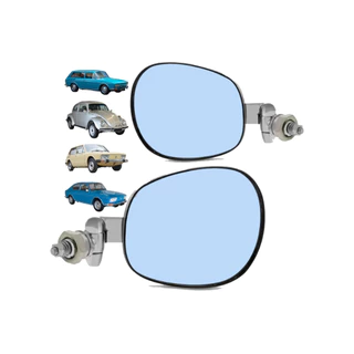 Par Retrovisor Fusca 69/78 Cromado Espelho Convexo Azul