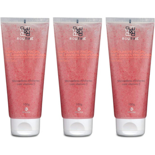 Kit 3 Gel Esfoliante Facial de Limpeza Profunda P/ pele Seca Routine Hinode 100g microesferas esfoliantes com VITAMINA E