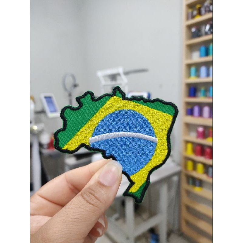 Patch Termocolante Bandeira do Brasil formato mapa