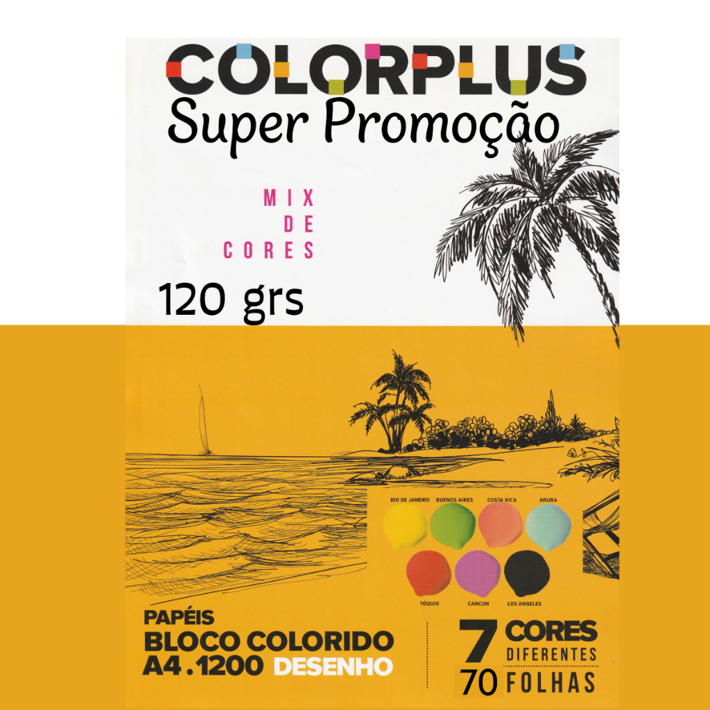 Kit Papel Colorplus A4 - 120 grs - 70 unidades | Shopee Brasil