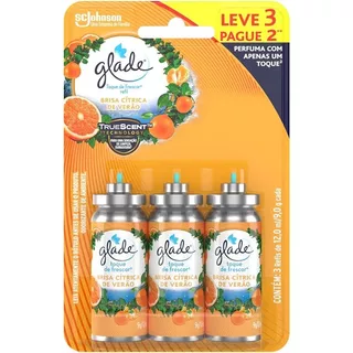 Desodorizador Glade Toque de Frescor Refil Brisa Cítrica de Verão 12ml Leve 3 Pague 2