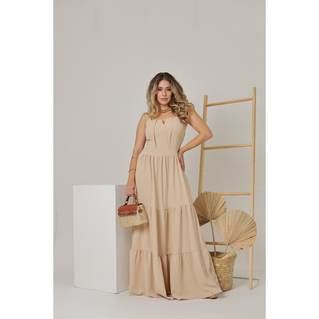 Vestido Longo Shirley Latex Shopee Brasil