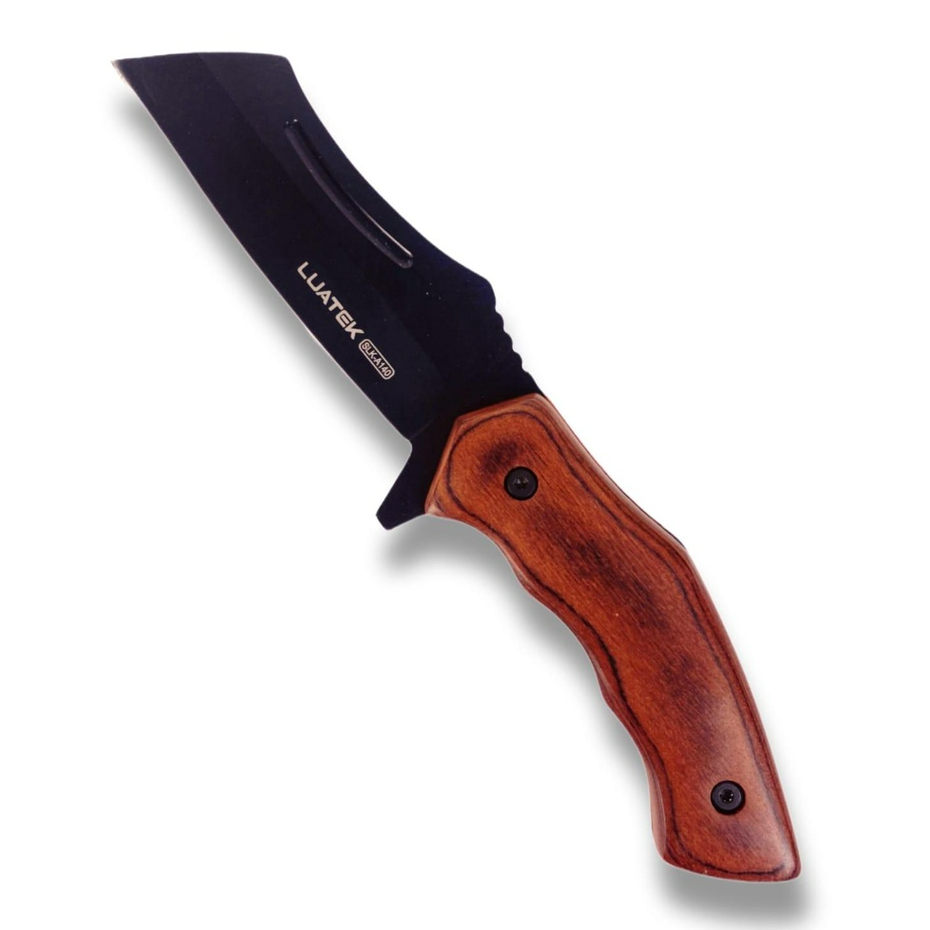 Faca Lâmina Aço Inox Cabo Madeira Com Bainha Luatek SLK-A140