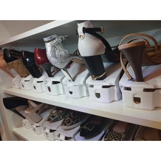 Kit 20 Organizadores de sapato saltos e tênis com regulagem de altura Branco