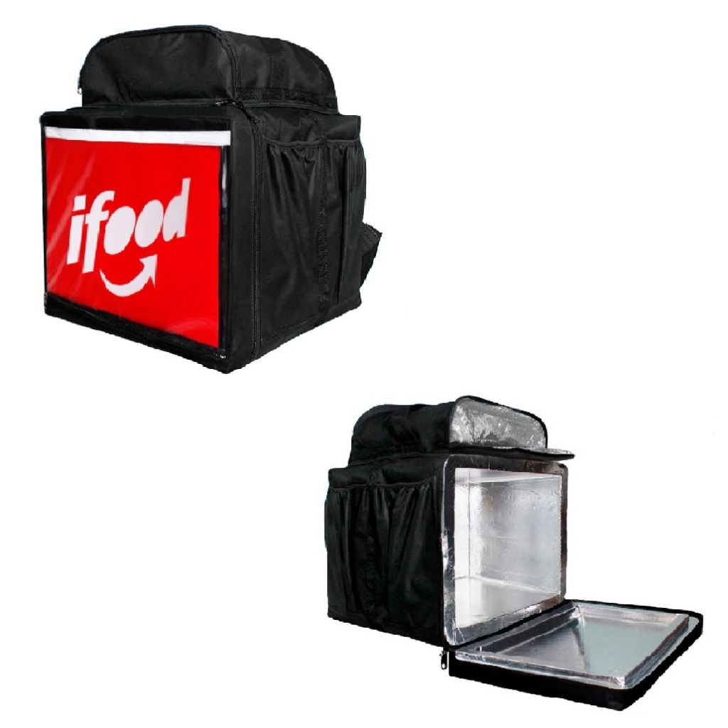 Bolsa Bag Mochila Motoboy 45L Preto com Isopor Laminado Ifood Vermelho ...