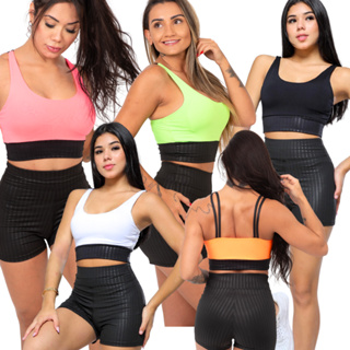 Kit Top Feminino Liso e 3D Sortidos com Bojo Variado Suplex