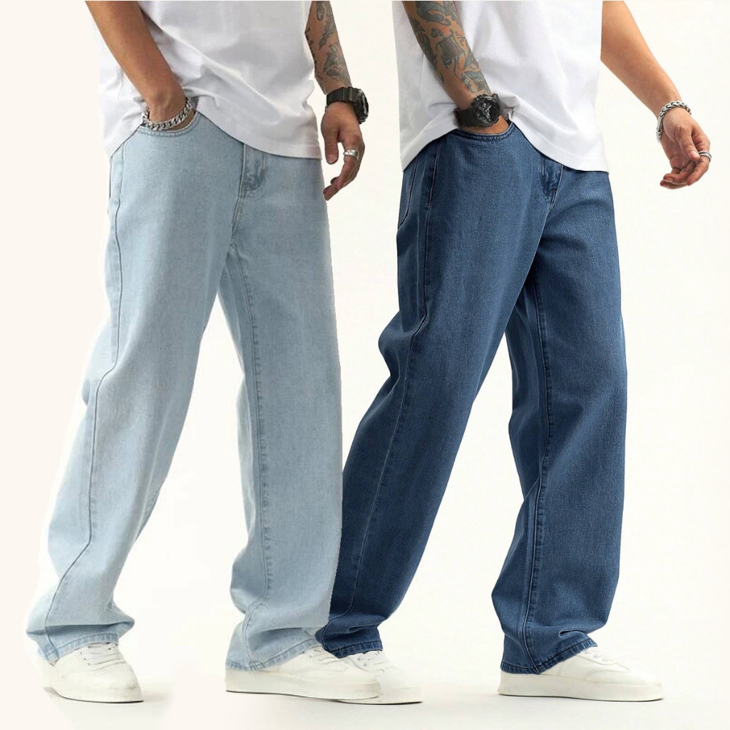 Calça Jeans Larga Mascilina Balão Estilo Traper Bag