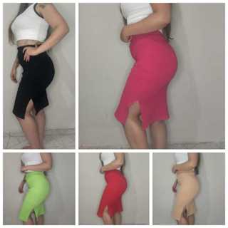 Kit C/5 Conjunto Feminino Canelado Anarruga Blusinha e Saia Midi Slim Fit