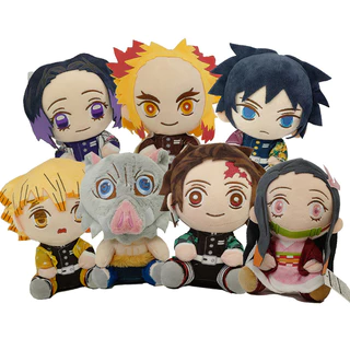 Pelúcia Demon Slayer - Tanjiro - Nezuko - Shinobu - Zenitsu - Inosuke - Sanemi - Gyomei - Obanai - Uzui - Boneco de pelúcia do mangá e anime Kimetsu No Yaiba
