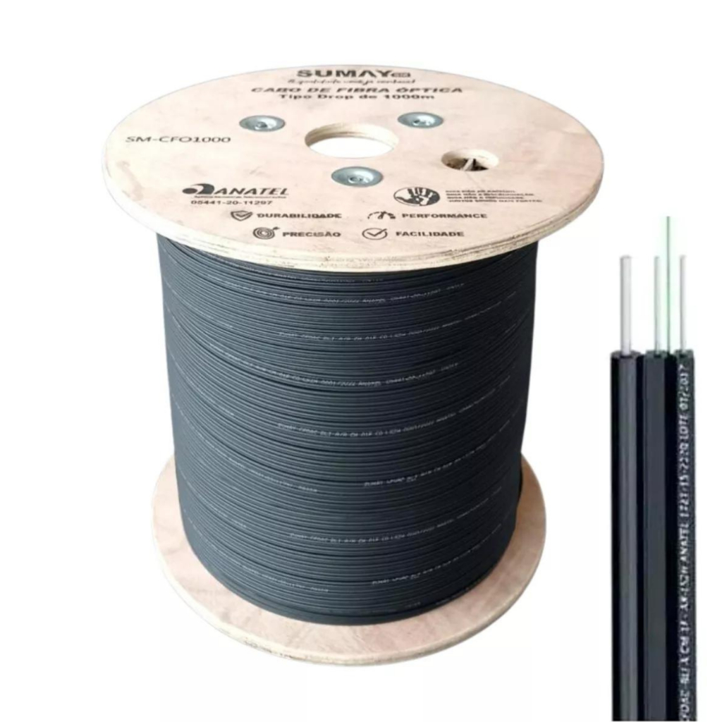 FTTH Outdoor Drop Cable Fibra Optica 2fo Cabo Sustentavel 1000m