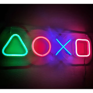 Placa de Neon Led - comandos Playstation 50x15cm Decoração Gamer Geek Vídeo Game