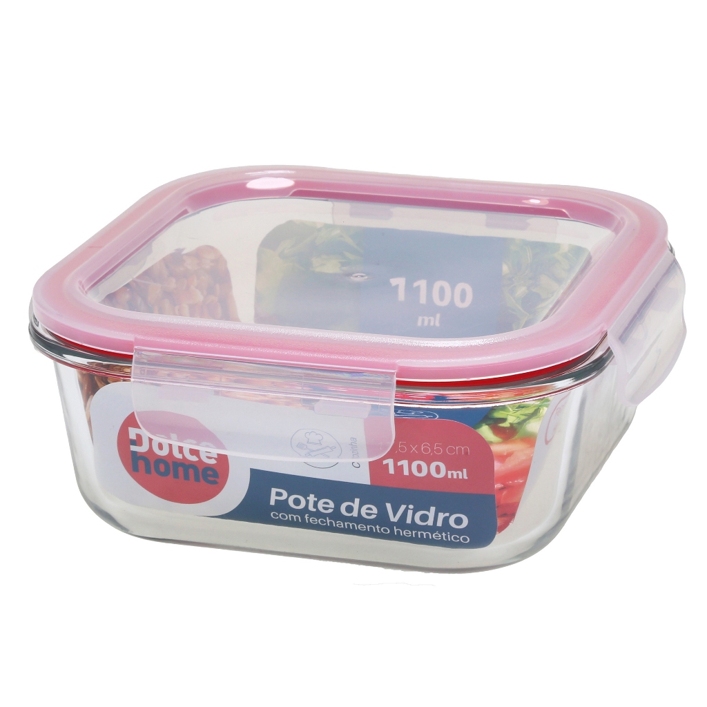 Pote Hermético De Vidro Kit C/ 4 Potes De 1100ml - C/ Trava