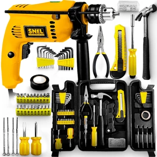 Kit Jogo De Ferramentas 200 Peças + Furadeira De Impacto Martelete - Snel