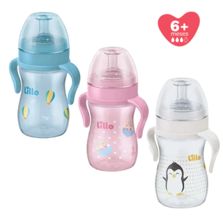 Mamadeira Evolution Lillo com Alças Bico Redondo Tampa Antivazamento 240 mL +6 meses em Oferta na Shopee
