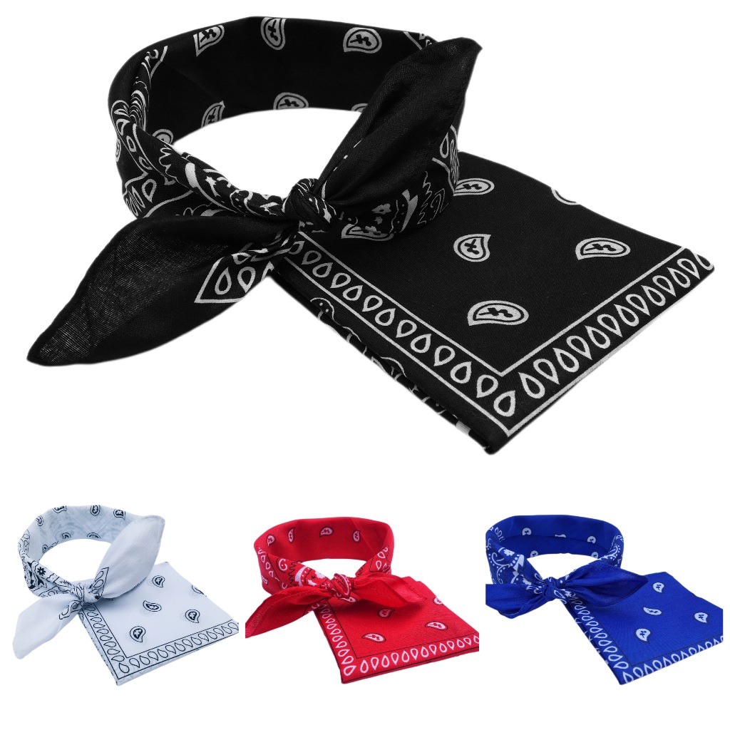 Kit 2 Bandanas Escolha as Cores Preto Vermelho Branco Azul Lenço Estampado Rock Motoqueiro